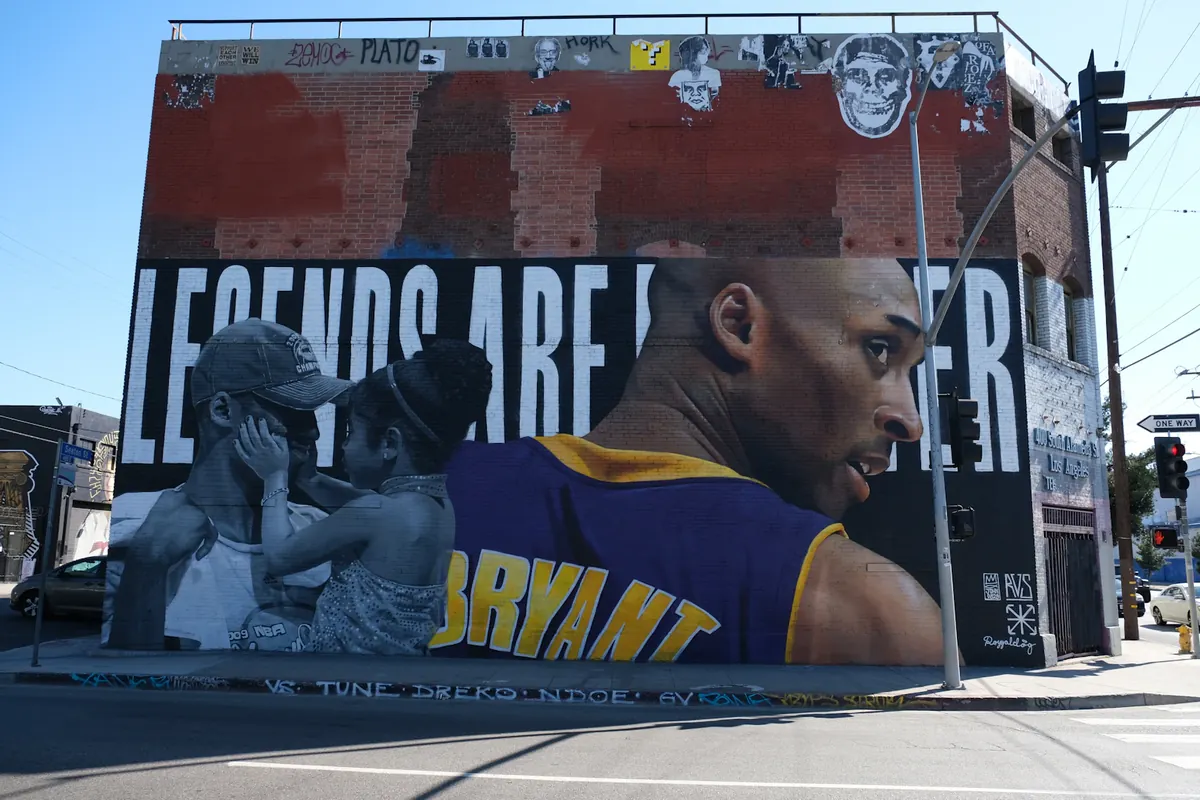 A large Kobe Bryant tribute mural in Culver City