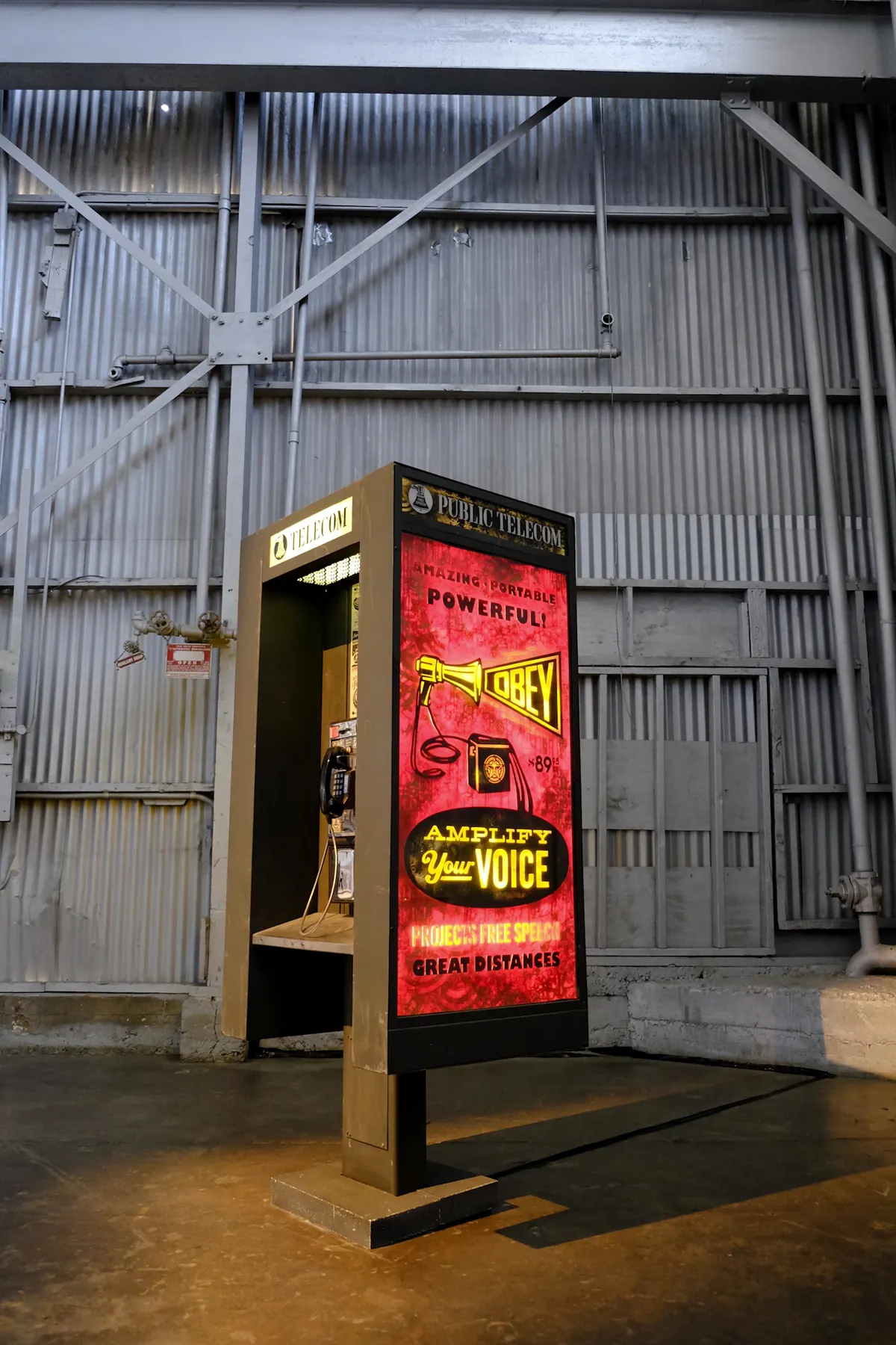 A Shepard Fairey art display outside a Culver City gallery