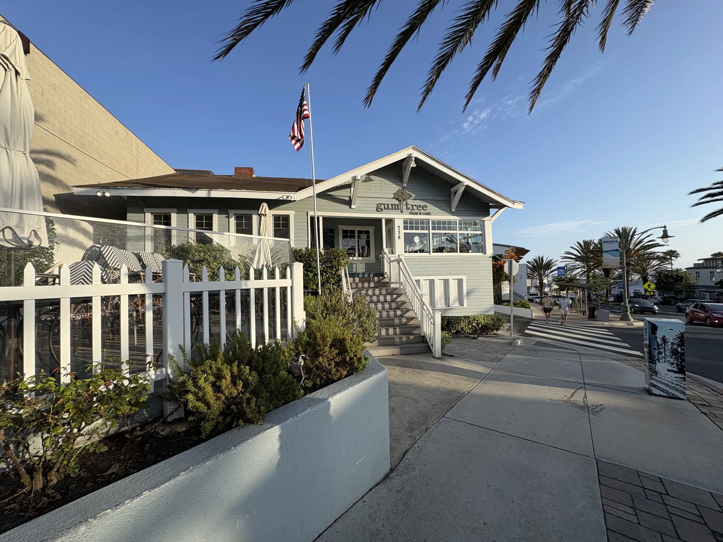 A neighborhood cafe and shop on a walkable Hermosa Beach street