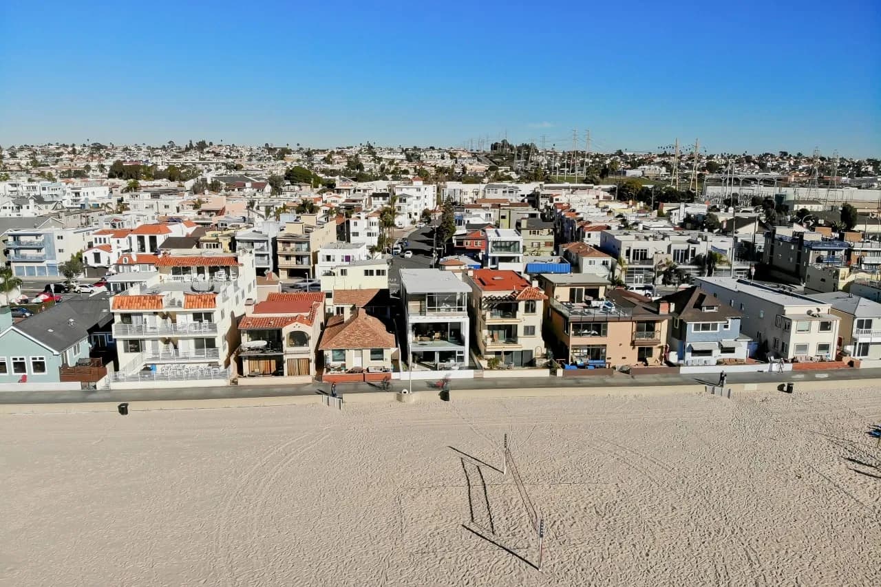 Aerial view of Sand Section homes along the beach