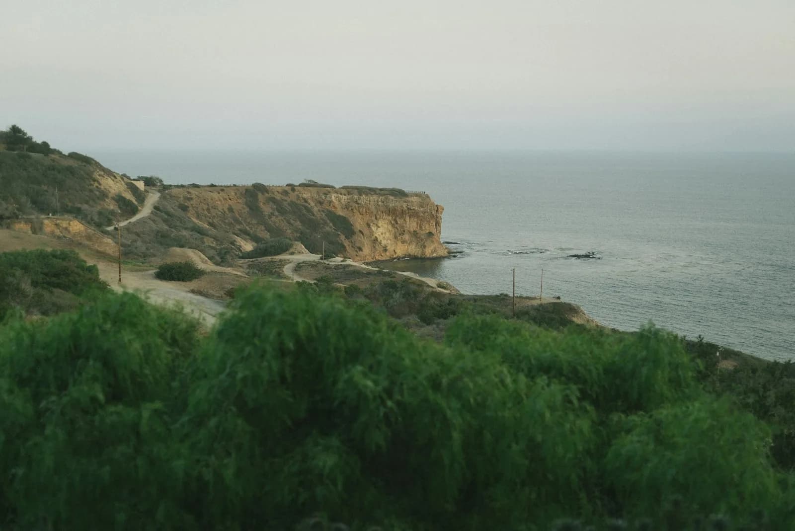 Misty coastal headland above the Pacific in Rancho Palos Verdes
