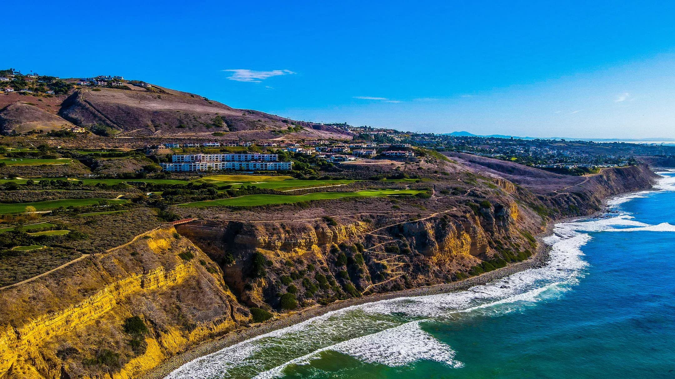 Aerial view of rugged shoreline and coastal open space in Rancho Palos Verdes