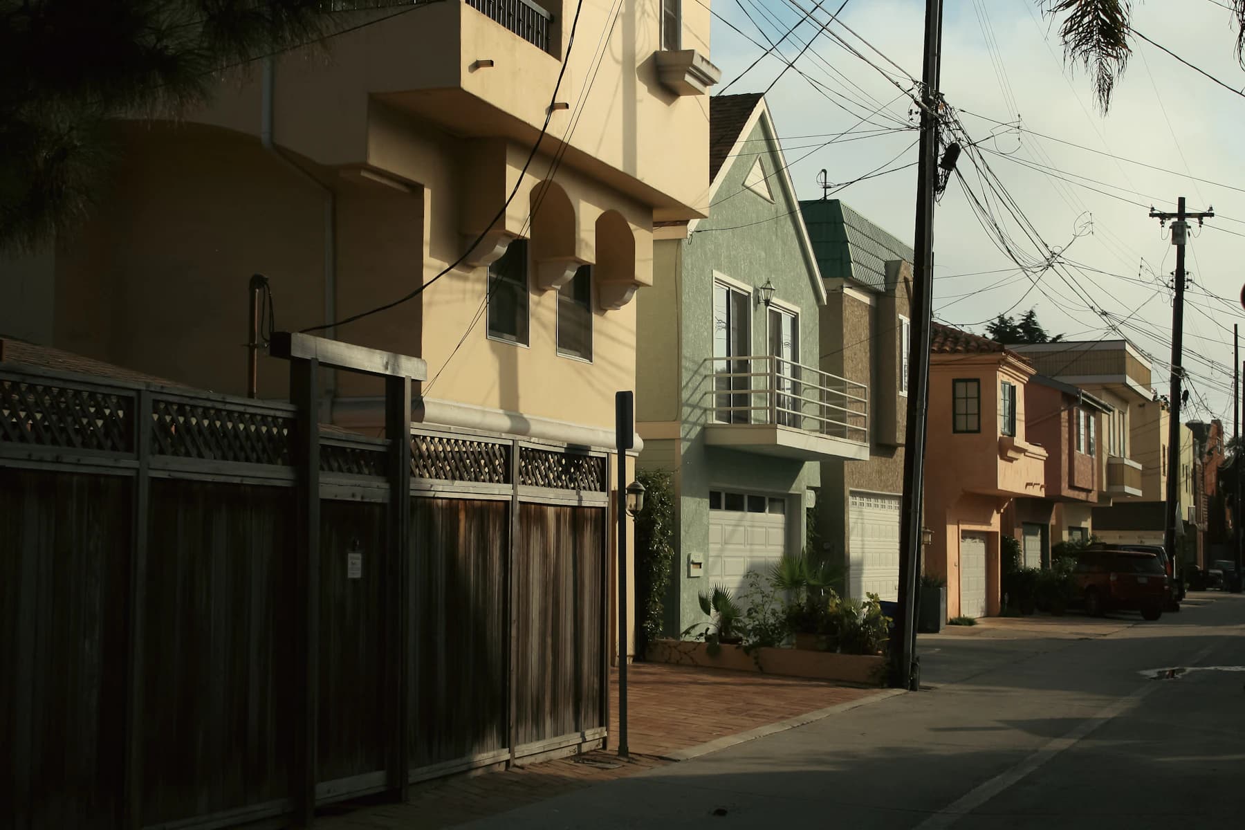 Low-rise homes along a quiet Los Angeles residential street