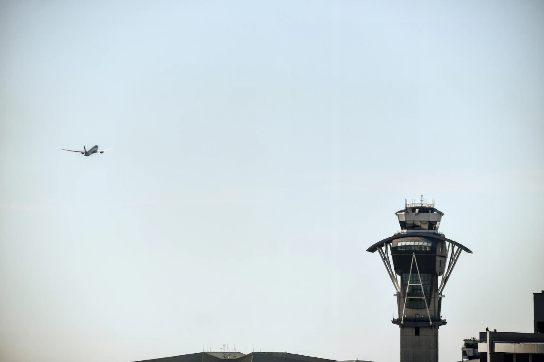 The LAX control tower beneath an open sky